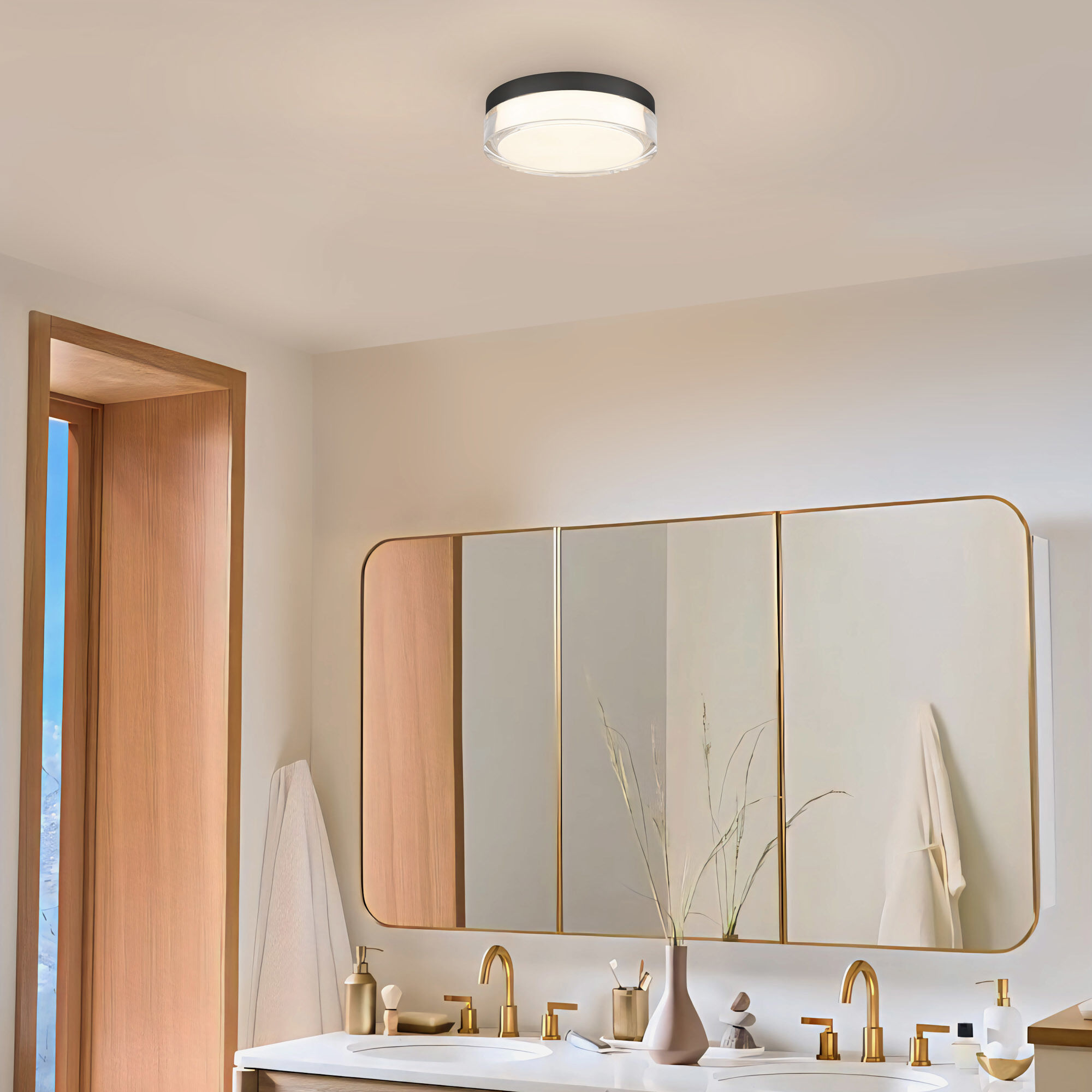 Sunspot LED 9 inch Sand Black Outdoor Flush Mount